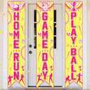 3PCS Softball Porch Sign Banners,Yellow Softball Sports Party Decorations Welcome Hanging Baseball Door Banner for Wall Yard Game Time Day Festival Party Supplies Decor School Home Indoor Outdoor
