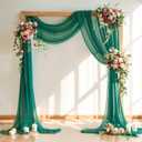 Wedding Arch Draping Fabric,1 Panel 18FT Emerald Green Sheer Chiffon Curtain Drapes 6 Yards for Wedding Ceremony Birthday Party Decoration