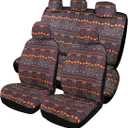 Baja Saddle Blanket Car Seat Covers 9PCS Full Set, Breathable and Washable Striped Woven Automotive Vehicle Seat Cover, Universal Boho Seat Cover for Sedan, SUV, Truck, Airbag Compatible