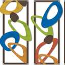 4 Pcs Mid Century Modern Decor Midcentury Retro Wall Art Elegance Wall Accents Metal Abstract Geometric Panels for Interior Wall Decor Panel Wall Art for Home Living Room