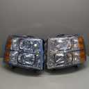 2007 2008 2009 2010 2011 2012 2013 2014 Silverado Headlight Assembly for 07-13 Chevy Silverado 1500/07-14 Silverado 2500HD 3500HD Clear Lens Chrome Housing Amber Reflector Replacement