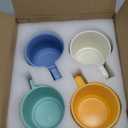 Stackable Coffee Mugs Set of 4, 7 OZ Ceramics Espresso Cups for Latte Cappuccino Cocoa with Handle, Colorful (Multicolor)