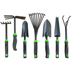 7-Piece Aluminum Alloy Heavy Duty Gardening Tool Set  Rust Proof, Ergonomic Handle, Includes Shovels, Rakes, Hoes & More for Gardening Enthusiasts
