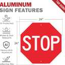 T&R Large Stop Sign Street Road Sign 24 x 24 Inches. Engineer Grade Reflective Sheeting, Rust Free Aluminum, Weather Resistant, Waterproof, Fade Resistant, 2 Pre-drilled Holes