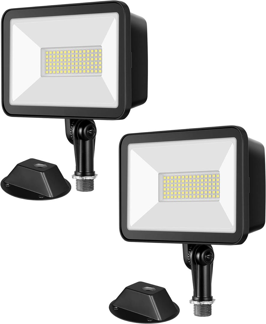 EDISHINE 10000LM LED Flood Light Outdoor,2 Pack 73W Outdoor Security Light, 5000K Daylight White, IP65 Waterproof Flood Lights for Garage, Backyard, Patio, Garden, Porch, Stair, standard