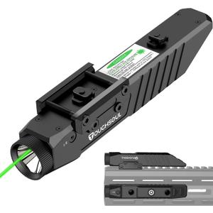 TOUGHSOUL Tactical Flashlight Green Laser Sight Combo, 1450 Lumen Picatinny Rail MLOK Mounted Rechargeable Rifle Flashlight (Green Laser)