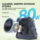 BlitzRock Outdoor Rock Speakers Wireless, 80W Total Power, Solar-Powered, Auto-Pairing for 100+ Speakers,IPX7 Waterproof, 24H Playtime for Patio Garden Party Pool, Ideal for Music Entertainers- 2 Pack