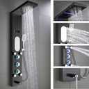 ELLO&ALLO LED Shower Panel Tower System, Rainfall and Mist Shower Head Rain Massage with Body Jets, Brushed Black