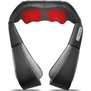 Shiatsu Neck and Back Massager with Heat,Electric Deep Tissue Kneading Neck and Shoulder Massage,Best Gifts for Women Men Mom Dad Mothers Fathers Day Birthday Gift(NOT Cordless) (Black)