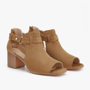 LAICIGO Womens Peep Toe Heels Chunky Heel Booties Open Toe Booty Cutout Dress Shoes with Back Zipper, Size 10