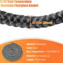Protalwell Wood Stove Gasket (5/16" x 72" Rope), Wood Stove Door Gasket, Grey Color Fiberglass Gasket, Wood Stove Door Seal, 5/16 in High Temperature Resistant Wood Stove Gasket Rope