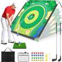 Golf Chipping Game Set, 71 X 71 in Large Golf Practice Mat with 2 Adjustable Clubs, Hitting Mat, 24 Sticky Balls, 2 Golf Tees, Scoreboard & Carry Bag, Indoor Outdoor Training Game for Adults (Green)