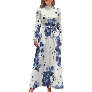 TAIZIYEAH Floral Print Long Dress for Women Summer Top (Large)