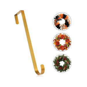 MCFULL 12 in Wreath Hangers for Front Door,Sturdy Metal Wreath Doors Hangers,Over The Door Hooks for Front Porch Decor,Gold Garland Hooks Holders for Halloween Christmas Decorations