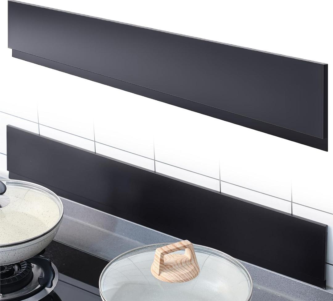 Moxweyeni Front Control Freestanding Range Universal Backguard 29.72" L x 4.72" W Stainless Steel Backsplash for Stove, Easy Installation Hood Backsplash for Most Kitchen Brands Stove(Black)