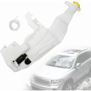 Windshield Fluid Reservoir Tank w/Cap & Washer Pump & Fluid Level Sensor Hole Fit for Dodge Durango 2011-2023 Fit for Jeep Grand Cherokee 2011-2021 Replace 55079365AE 55079365AF 68080155AA