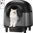 Automatic Cat Litter Box Self Cleaning,Smart Litter Box with 10 Safety Sensor Radars,100L Electric Cat Litter Boxes with Stairs for Multiple Cats,APP-Control,Advanced Odor Control OMCPET (Black)