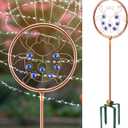34" H Copper Coated Stainless Steel Ornamental Sprinkler, Corrosion Resistant Garden Rotating Sprinkler 360 Degree Shape Decorative for Lawn Garden Landscape (Ladybug)