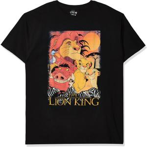 Disney Men's Lion King Group Poster Graphic T-Shirt (Large, Black)
