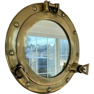 Antique Brass 9 Inch Mirror Porthole Wall Hanging Nautical Home Decorative Gift