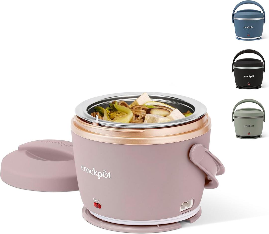 Crock-Pot 20oz Portable Electric Food Warmer, Personal Lunch Box Keeps Food Spill-Free & Warm, Ideal for Travel, Work, School, Car, On-the-Go, Dishwasher-Safe, Giftable, Blush Pink