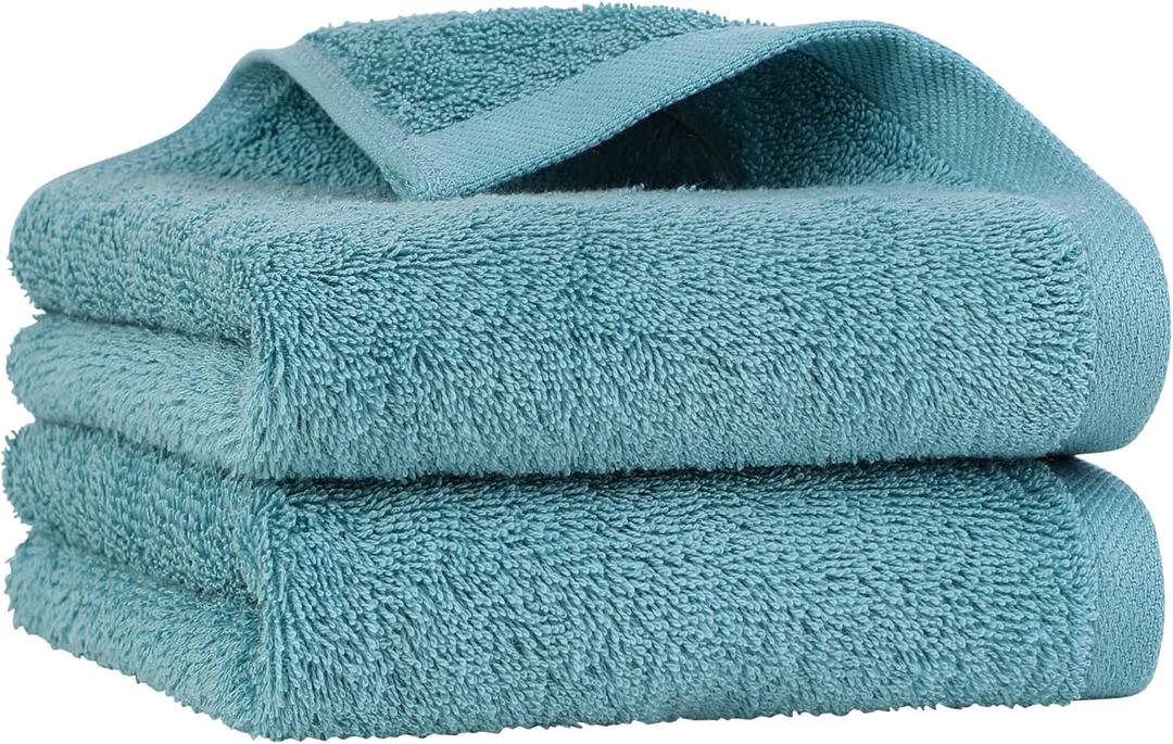 PiccoCasa Bathroom Hand Towels, 16 x 28 Inch - Soft 100% Cotton Highly Absorbent Hand Towel Face Drying Towel for Bath, Hand, Gym and Spa(Teal Blue, 2 Pack)