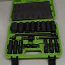 SWANLAKE 19-Piece 1/2" Impact Socket Set, 6 Point Impact Set, SAE (3/8-inch to 1-1/14-inch) Standard Large Socket, CR-V Mechanic Tool Set