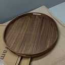 19.6" Extra Large Round Wooden Decorative Tray with Handles,Wood
