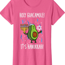 Holy Guacamole Hanukkah Avocado Chanukah Jew Men Women Kids T-Shirt, Pink, Women, 3XL