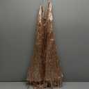 Kaei&Shi Sequin Fringe Romper,Sparkly Glitter Metallic Jumpsuits For Women,Backless Shorts Dress Disco Birthday Dance Outfit (M, Gold)