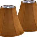 GO&SO Set of 2 Fabric Bell Lamp Shades Brown,6" Top x 13" Bottom x 9.8" High (Spider) - Handcrafted Medium Lamp Shades for Table & Bedside Lamps Replacement Farmhouse