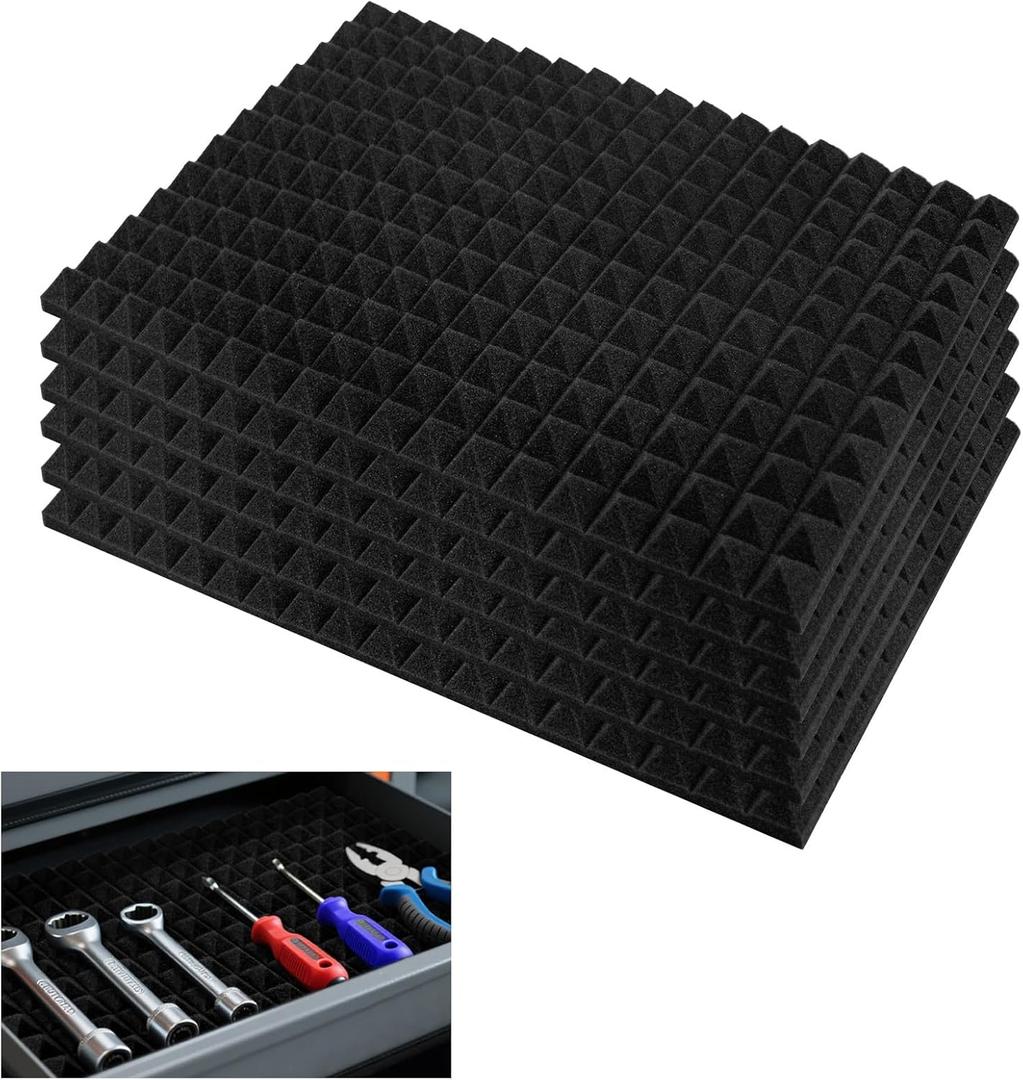 SK Studio 6PCS Tool Box Liner, Trap Mat Universal Tool Drawer Organizer, Non Slip 1 inch Thick Toolbox Foam Inserts for Cabinet, Shelf, Workbench, 23.6x15.7 inch
