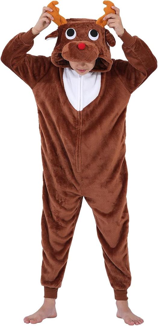 Halloween Christmas Unisex Kids Flannel Cosplay Onesie Costume Outfit Suit, Large
