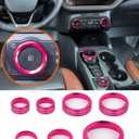 Savadicar CKT02 Billet Aluminum Control Knob Trim Sets, Headlight/4WD/HVAC Climate Control Knob Bezels, Air Conditioner/Radio Switch Cover for 20212025 Ford Bronco Sport, Interior Accessories, Pink