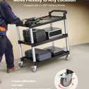 VEVOR Utility Cart, 330 lbs Load Capacity, 3-Tier Utility Plastic Cart with 360 Swivel Wheels (2 with Brakes), 31.1 x 19.3-inch Food Service Cart for Warehouse, Office, Home, Restaurant, Kitchen