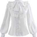 Victorian Blouse Womens Gothic Shirt Vintage Long Sleeve Lotus Ruffle Tops 3XL