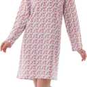 Nightgowns for Women, Women's Sleepwear Lightweight Cotton Nightdress, Crew Neck Sleepshirt Long Sleeve Loose Fit (S)