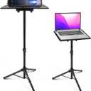 PYLE Laptop & Projector Stand, Tripod Stand With Adjustable Height 28"-50", Portable DJ Equipment Mount, Angle Adjustable Tray, Lightweight Metal Construction, Stage, Studio, Musicians & Performers
