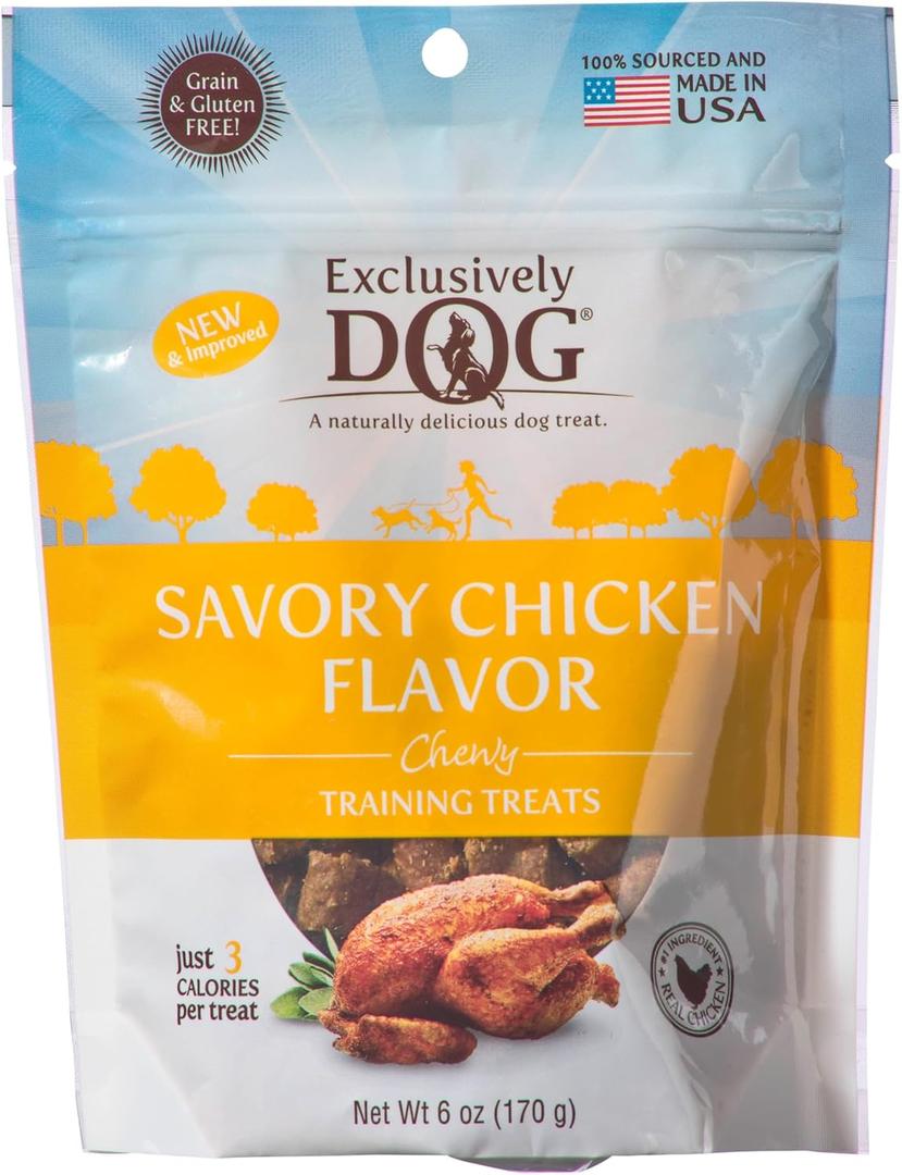 Exclusively Dog Chewy Training Treats Savory Chicken Flavor Grain Free Gluten Free, 100% sourced and Made in The USA, 6 oz. (EXP 02/01/26)