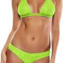 LEOMOSTE Women Sexy Sequin Bikini Set Glitter Bathing Suit Sexy Push Up Swimsuit Beachwear S