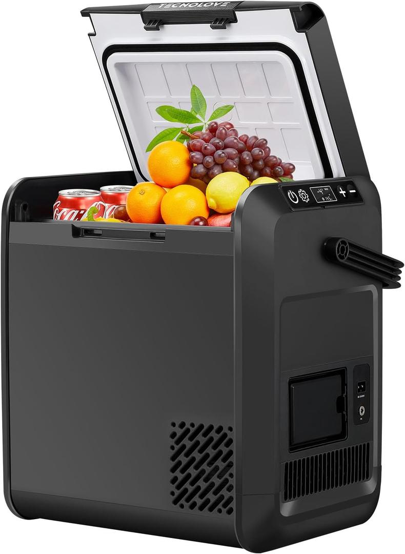 Tecnolove Car Refrigerator Freezer, 22QT Car Fridge Compressor Cooler for Vehicle Use, Dual Power 12V/24V DC & 110-240V AC, -4°F to 50°F for Truck, RV, SUV