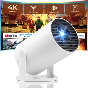 Mini Projector, Portable Projector with Wifi and Bluetooth, Built in Apps, Support 4K 1080P, 180 Rotation, Auto Keystone, Movie Projector Compatible With HDMI/USB/TV Stick/Smartphone/Laptop