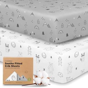 KeaBabies 2Pack Organic Crib Sheets for Boys, Girls  52x28 Fitted Crib Mattress Sheet Neutral, Breathable Jersey Cotton Cover for Baby Bed, Toddler Mattress, Soft & Cute Prints (Elly)