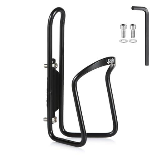 USHAKE Water Bottle Cages, Basic MTB Bike Bicycle Alloy Aluminum Lightweight Water Bottle Holder Cages Brackets(1pc Pack- Drilled Holes Required) Black