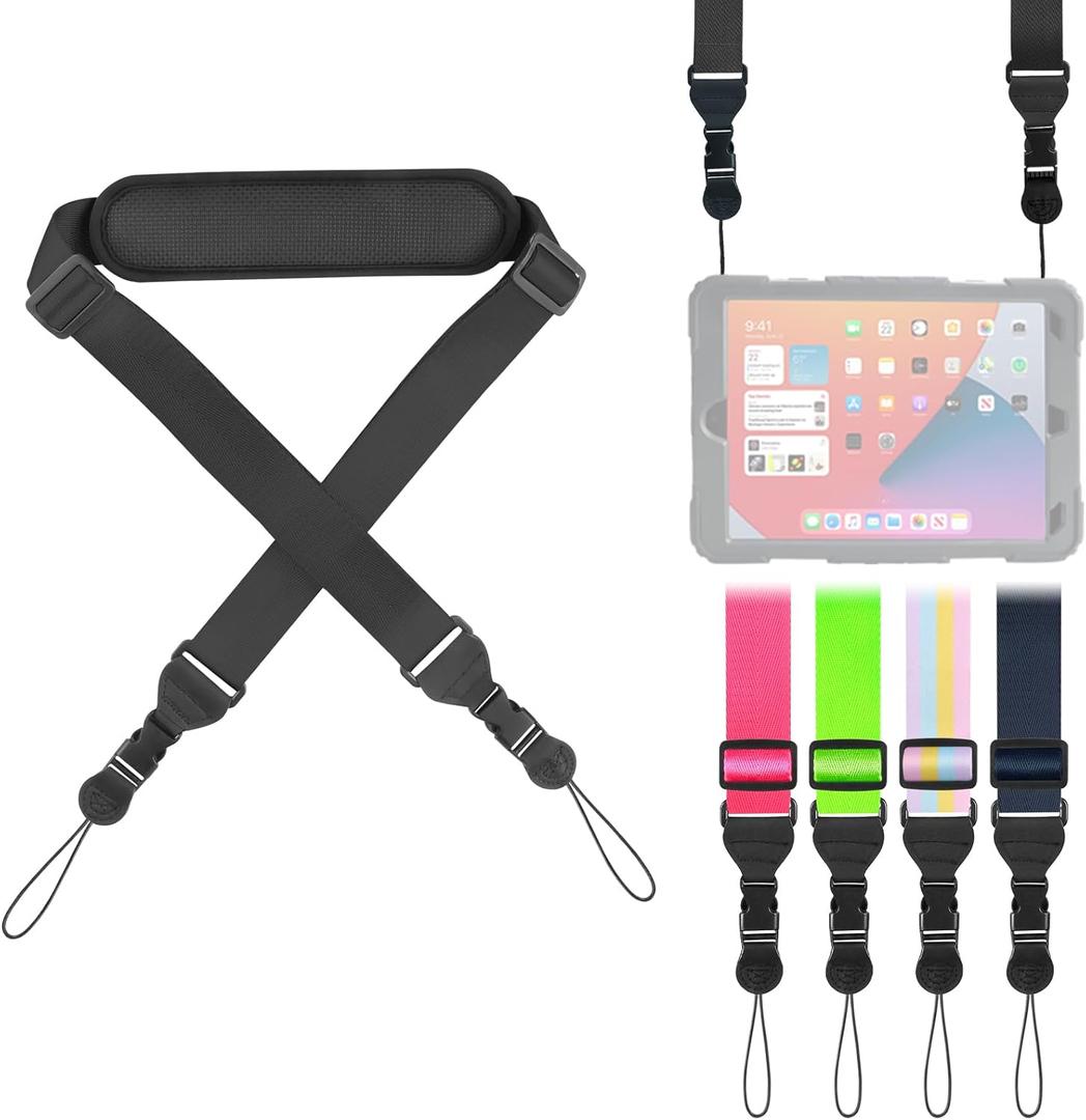 Universal Shoulder Strap, Neoprene Padded Bag Strap with Double Adjustable Buckles, Replacement Comfortable Neck Lanyard for Camera, Cellphone Tablet,iPad, Laptop, Binocular, Luggage Bag(Black)