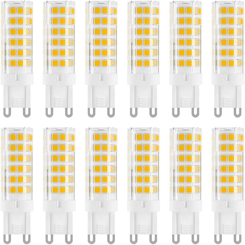 G9 LED Bulb 7W, 60W G9 Halogen Bulb Equivalent, 650LM, AC 100V-240V, Daylight White 6000K, Non-Dimmable G9 Bulbs for Home Lighting, 12-Pack