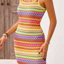 PRETTYGARDEN Womens 2026 Summer Mini Dresses Square Neck Sleeveless Tank Bodycon Striped Boho Sundress Beach Vacation Outfits (L)