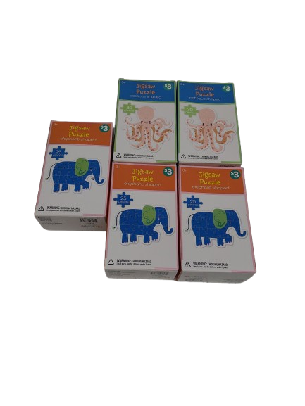 Jigsaw Puzzle Elephant And Octopus Shaped 5 Pack
