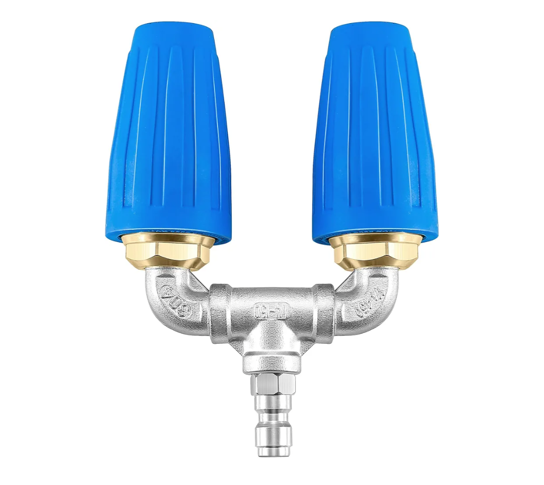 Dual Turbo Nozzle Pressure Washer, 360degree Rotating Turbo Nozzle For Power Washer with 1/4" Quick Connector, 2.5 Orifice Twin Turbo Nozzle, 4-6 GPM, 4000 PSI Max(Blue)