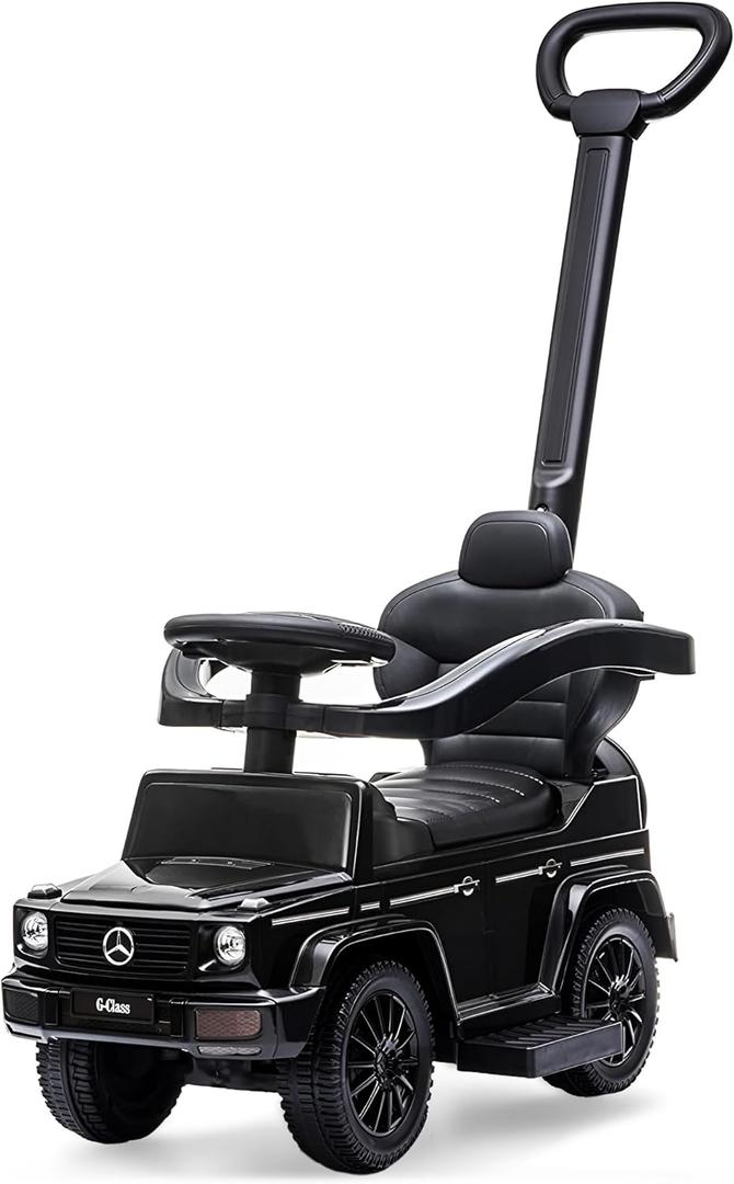 Best Ride On Cars 3 In 1 Mercedes G-Wagon Push Car for Toddlers 1 to 3 Years Old, Kids Outdoor Stroller with Music, Horn Sounds, and Handle, Realistic Driving Experience, Black